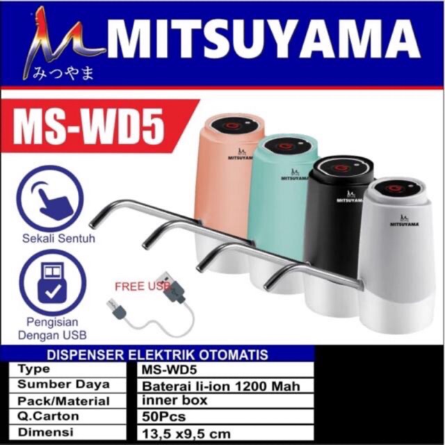 Dispenser Mini Elektrik Otomatis / Pompa Galon Air Minum MS-WD5 WD9 Mitsuyama