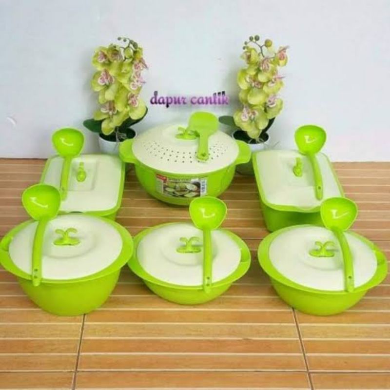 Asvita Emerald Family Set 6 Pcs Wadah Saji Makanan