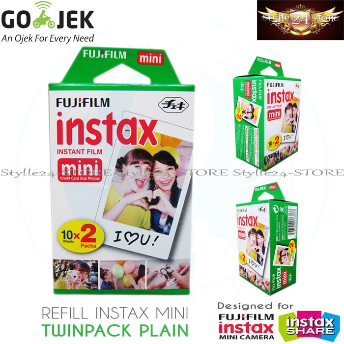 Fujifilm Refill Instax Mini Film Twinpack Plain - 20 Lembar for Instax Mini 8 , 9 , 25s, 50s, 90, SP