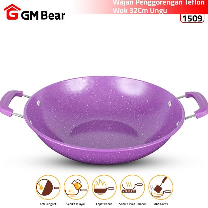 GM BEAR WAJAN PENGGORENGAN TEFLON 32CM - WOK PAN 32CM TERLARISS...,,,,,