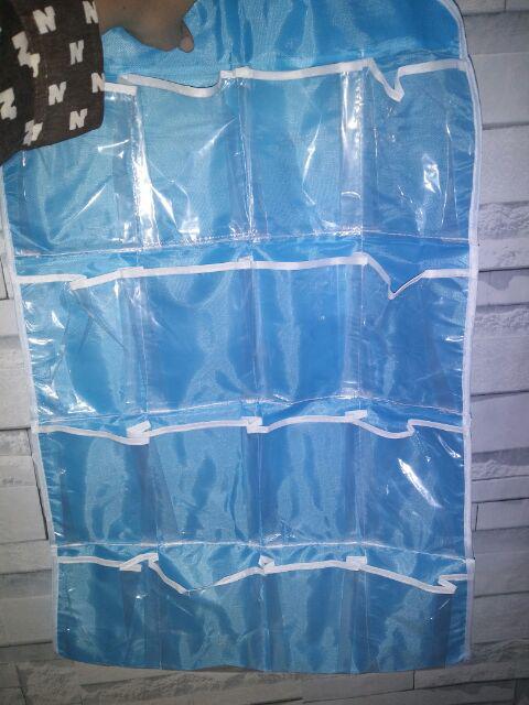 Korean Hanger Pouch 16 Sekat Kaos Kaki Celana Dalam Gantungan Plastik