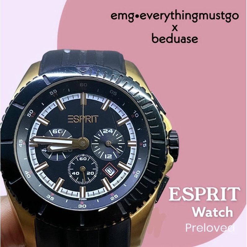 Preloved Jam Tangan Esprit Rubber Strap Tali Karet