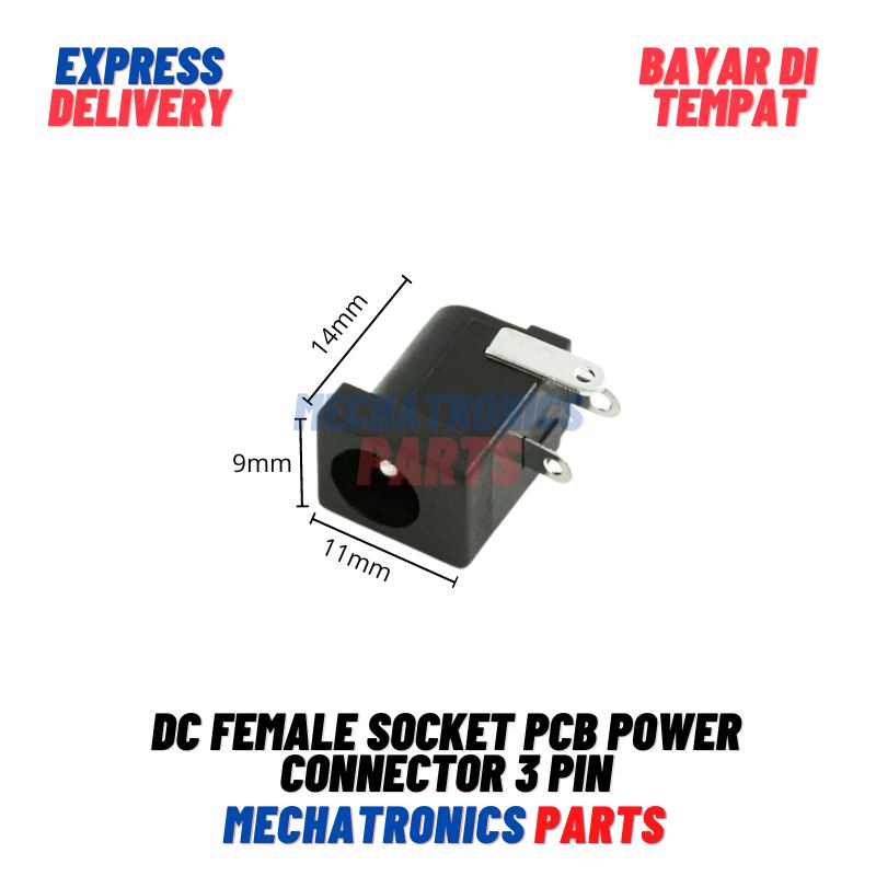 3 Buah DC FEMALE SOCKET PCB POWER CONNECTOR SOKET 5.5X2.1MM 21X5.5MM3 PIN