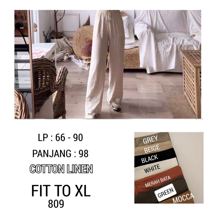 Celana Kulot Linen Highwaist Celana Panjang Kulot Linen Wanita IMPORT