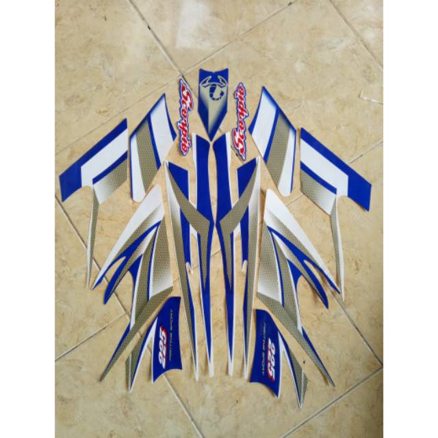 Stiker Striping motor Yamaha Scorpio 2004 biru