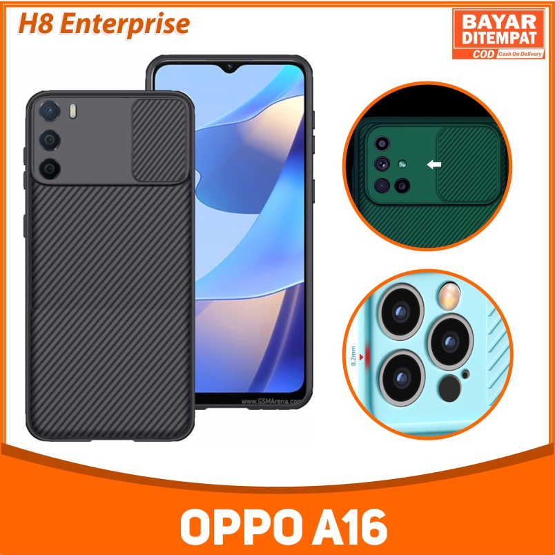 Case Oppo A16 Slide cover square pust pull with Cam Shield PC Slide Melindungi Kamera Privasi Penutup Belakang