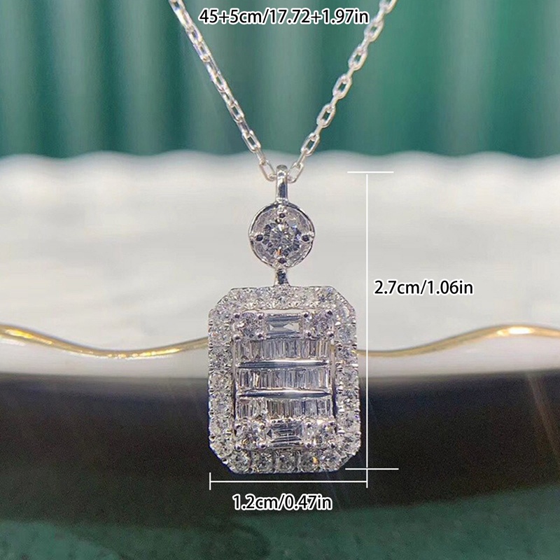 Kalung Dengan Liontin Bentuk Geometris Bahan Cubic Zirconia Untuk Wanita