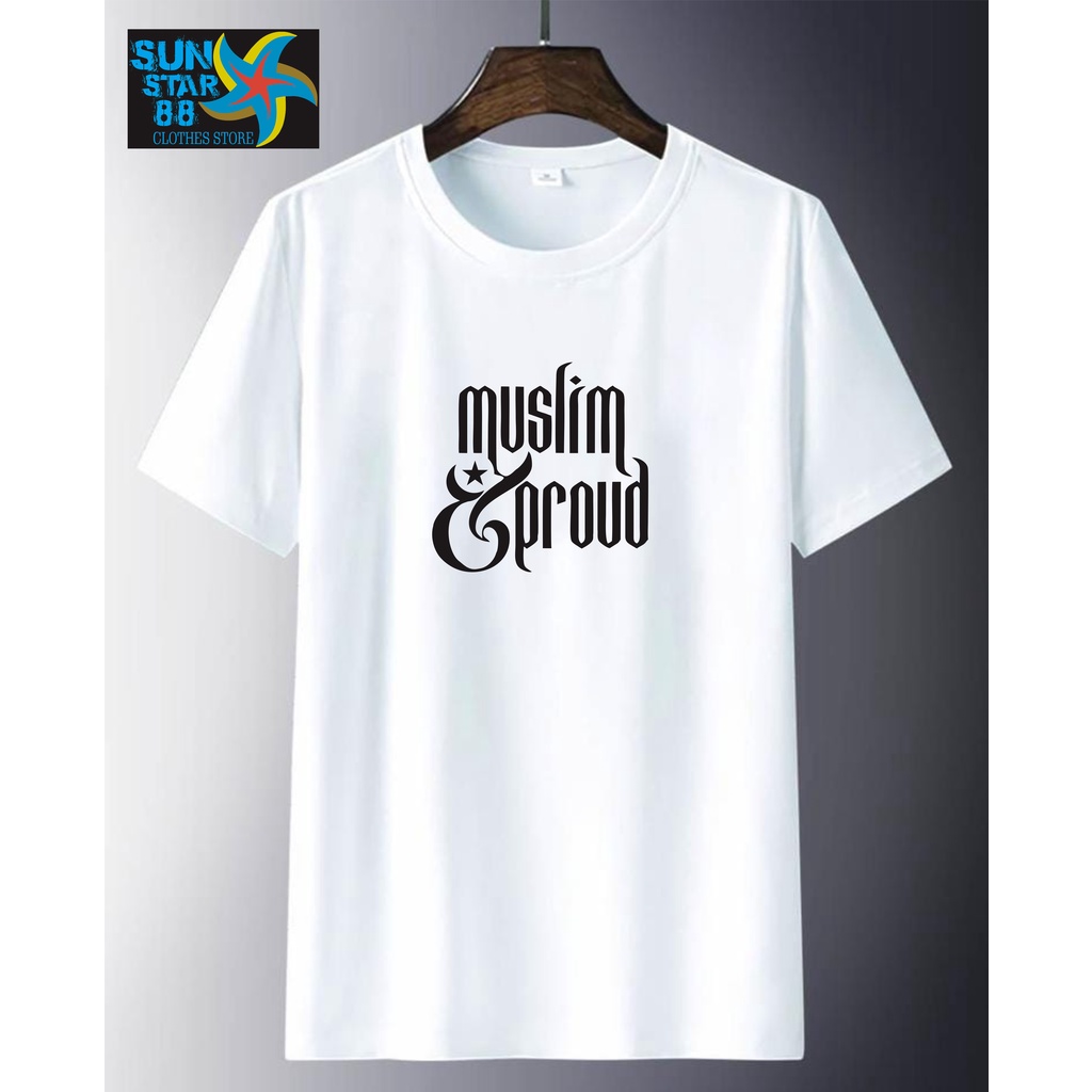 PROUD KAOS PREMIUM MUSLIM MOTIF KALIGRAFI  KATA BIJAK  IKHLAS SABAR KAOS SANTRI LENGAN PENDEK WARNA 