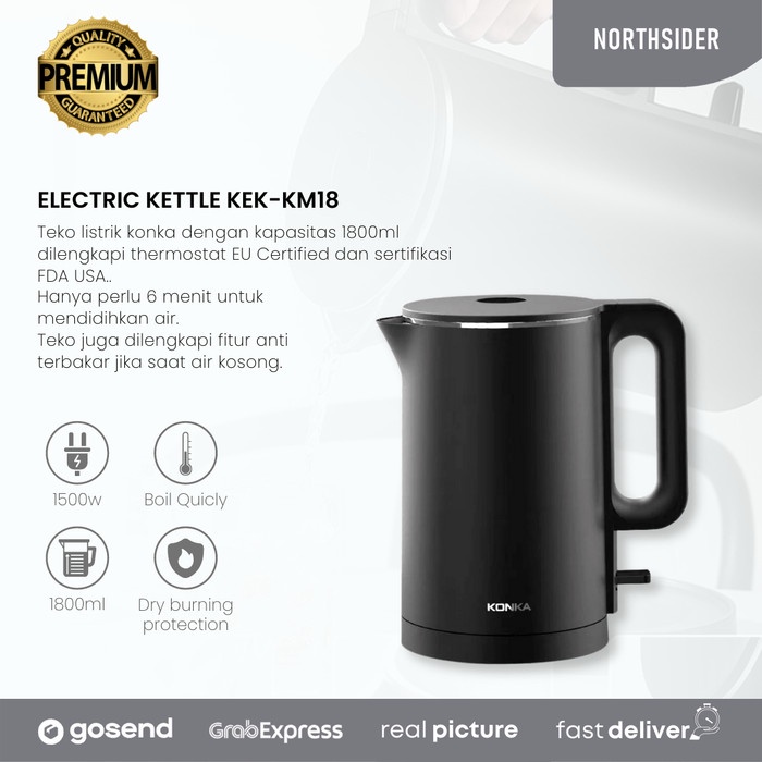 TEKO PEMANAS ELECTRIC KETTLE | TEKO LiSTRIK HITAM KMI8(WE)