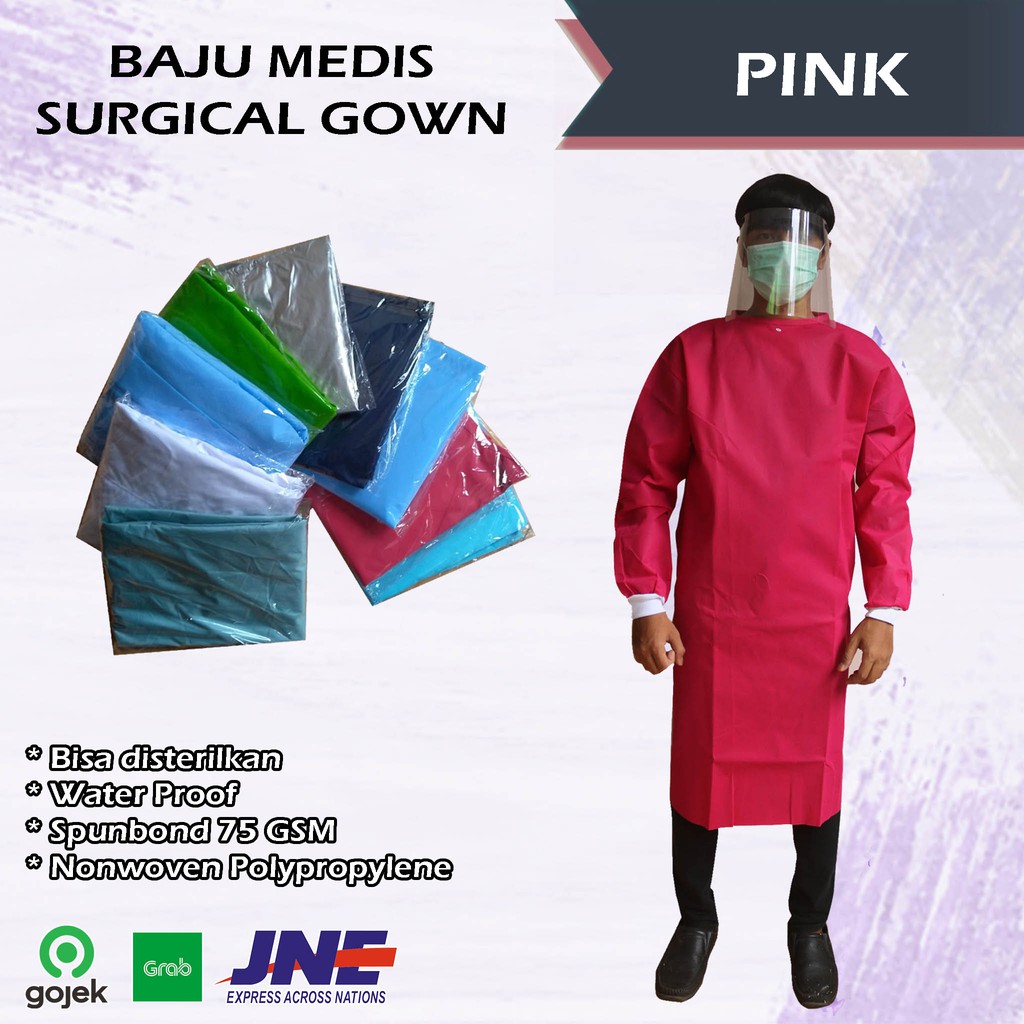 BAJU APD , HAZMAT SUIT , BAJU APD MEDIS , APD , APD MEDIS , APD GOWN , SURGICAL GOWN , WARNA PINK
