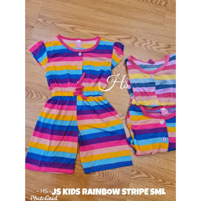 JAMSUIT ANAK MOTIF SALUR RAINBOW&amp; RABBIT/JS KIDS STRIPE RAINBOW/JAMSUIT ANAK