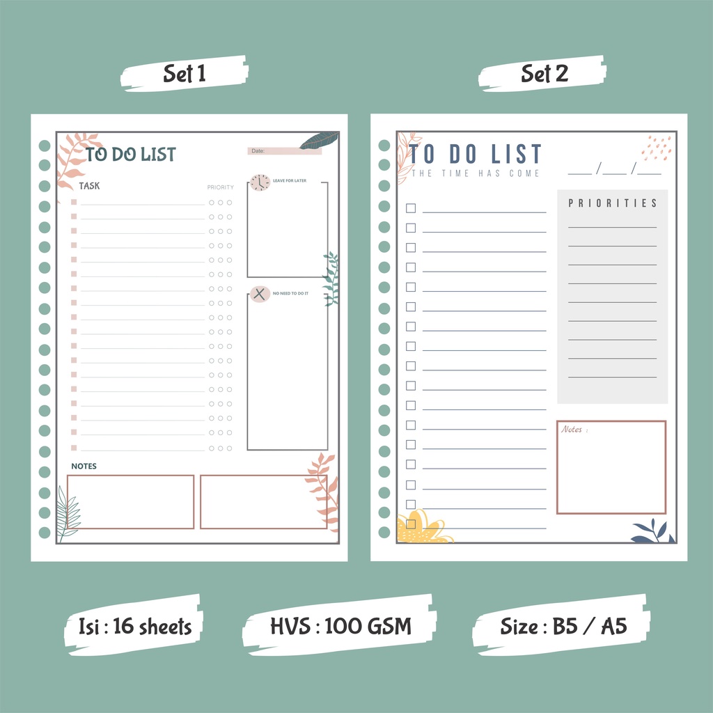 

To Do List / Weekly To Do List - Binder Loose Leaf B5 & A5 - Paper Only