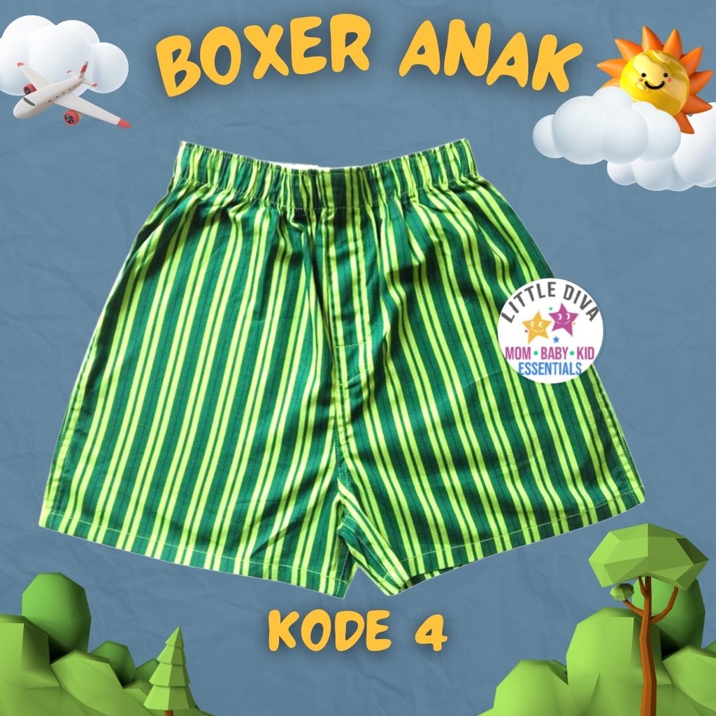 Boxer Anak 4-13T Cowok  - Celana Pendek Anak Laki