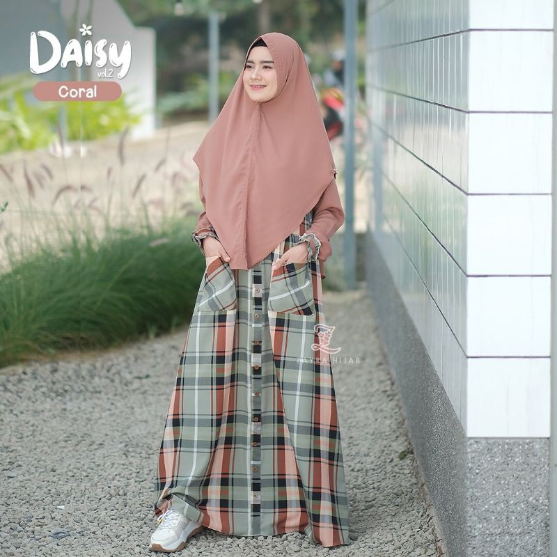 DAISY DRESS BY ZAYRAHIJAB ( GAMIS SET SYARI MOTIF KOTAK- KOTAK TARTAN )