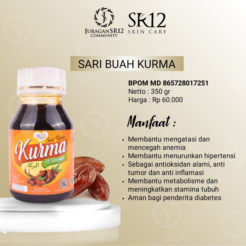 SARI BUAH KURMA AL BAROKAH SR12 / SARI KURMA ASLI / MENINGKATKAN STAMINA TUBUH / MENCEGAH ANEMIA