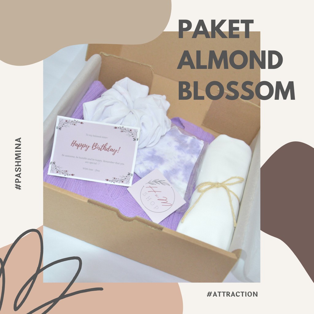 

Hampers Hijab Pashmina / Gift Box Kado / Gift Box Hampers - Paket Almond Blossom