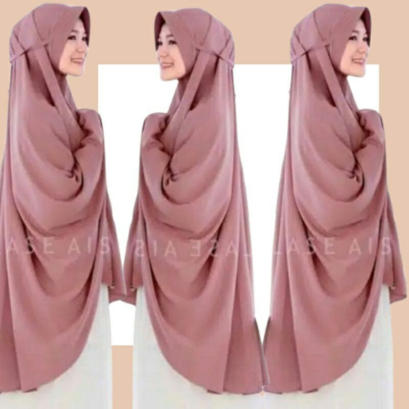 Kerudung Khimar PANJANG ped tali Bahan Wolfis/Woolpeach PREMIUM/Jilbab Bergo Maryam Jumbo Ped