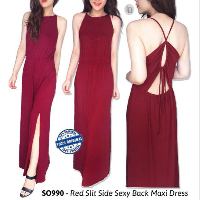 S. Oliver Red Slit Side Sexy Back Maxi Dress