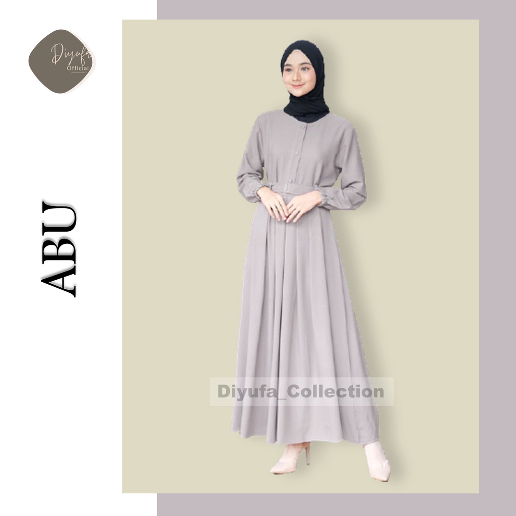 Baju Gamis Wanita Cewek Remaja Terbaru kekinian Alsize / Jumbo Kancing Dada Dress Moscrepe Busui-ABU