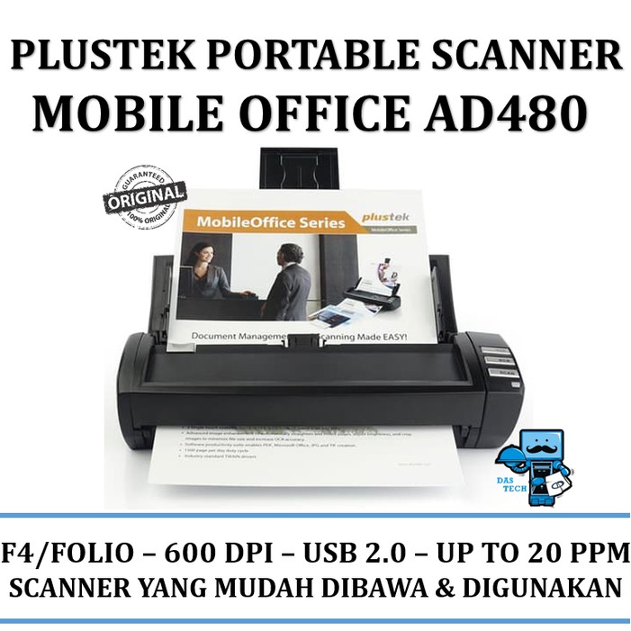 Scanner Portable Otomatis / ADF Plustek MobileOffice AD480 - Original Resmi