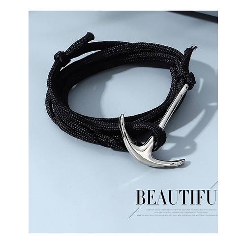 LRC Gelang Tangan Set Fashion Black Anchor Beaded Woven Mens Y65208
