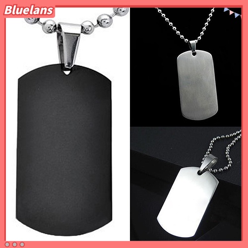 Bluelans Men Women Punk Fashion 316L Stainless Steel Polished Rectangular Dog Tag Necklace