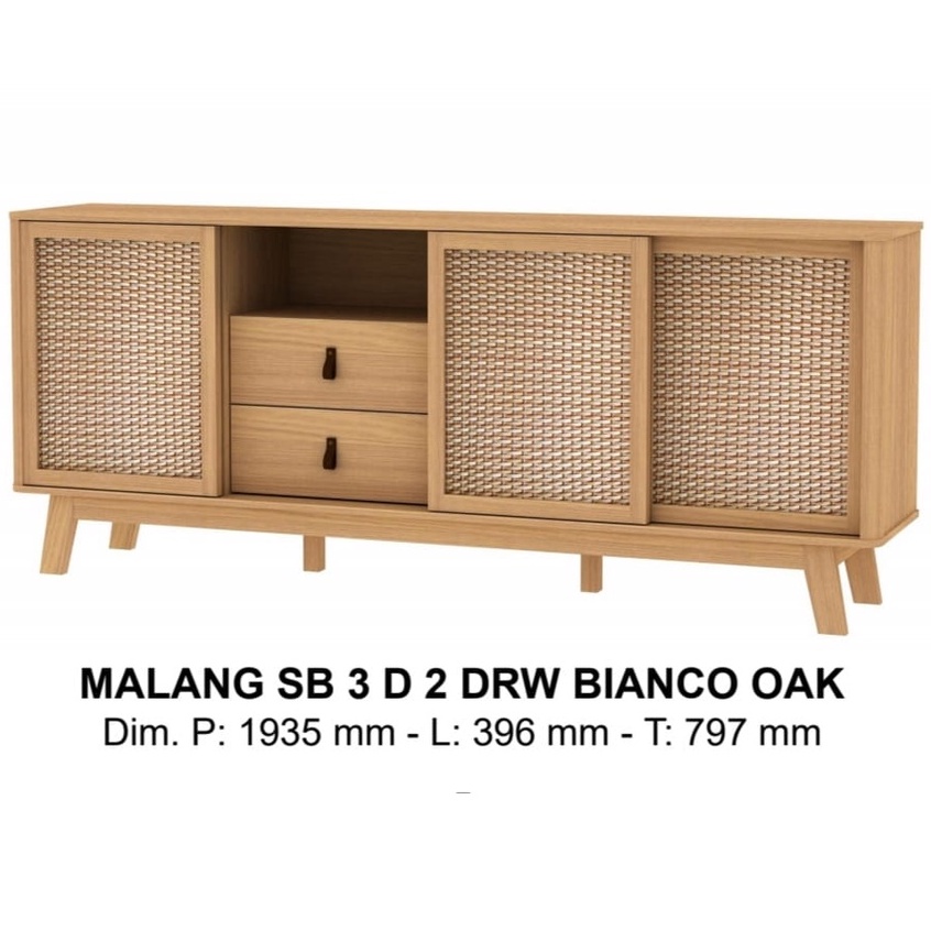MELODY Side Board Malang SB 3 - Bufet Serbaguna - Lemari Samping Minimalis - Meja TV Bahan MDF - Med