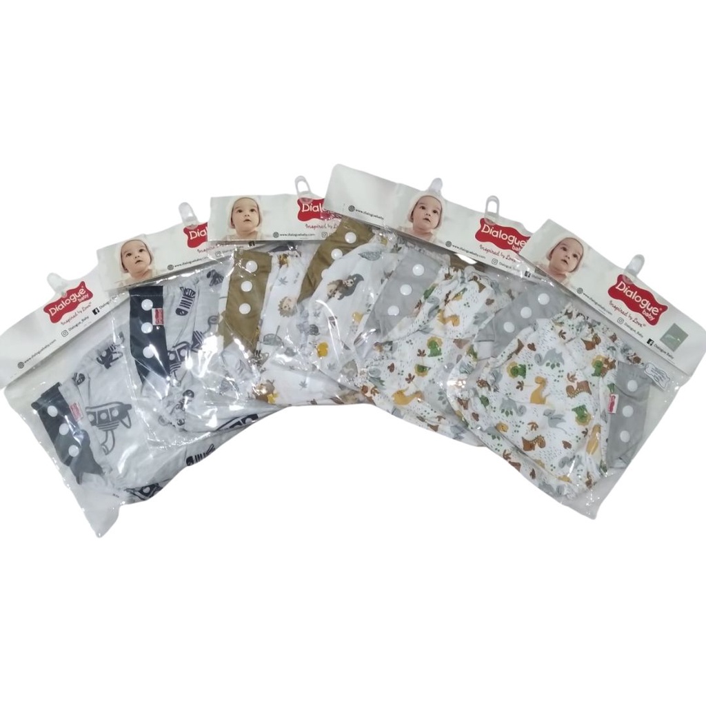 Lampin Dialogue Baby Diapers Print Motif Kancing 6 DLD3307 DLD3308 Popok Kain Celana Dalam Bayi Lapi