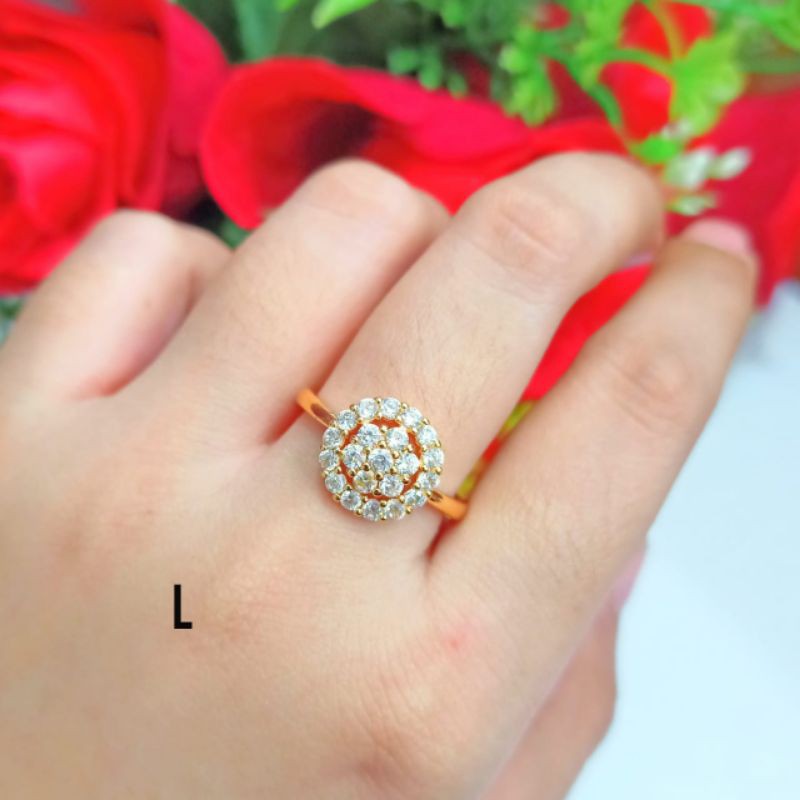 TERBARU CINCIN WANITA DEWASA TITANIUM LAPIS EMAS 22 K GOLD ANTI KARAT