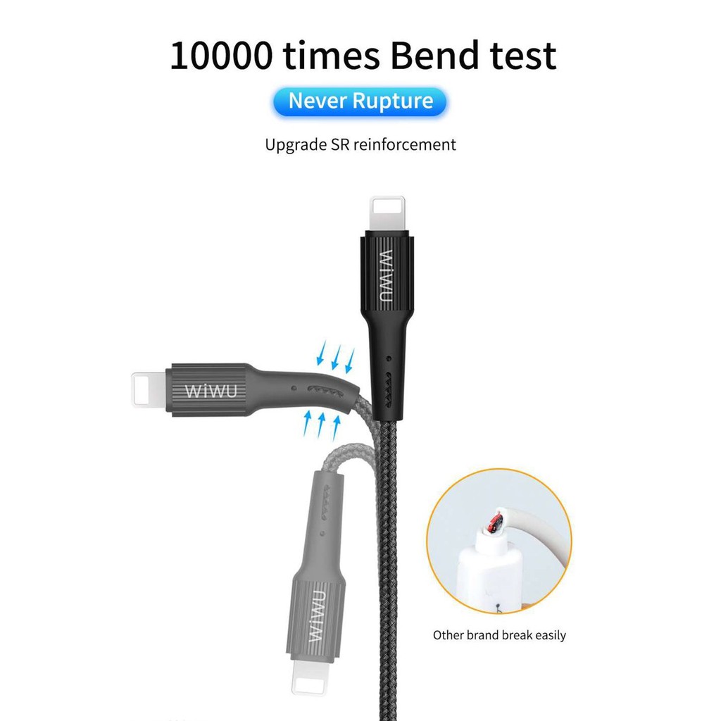 WIWU GEAR G30 - USB to Lightning Data Sync and Charging Cable 1.2M