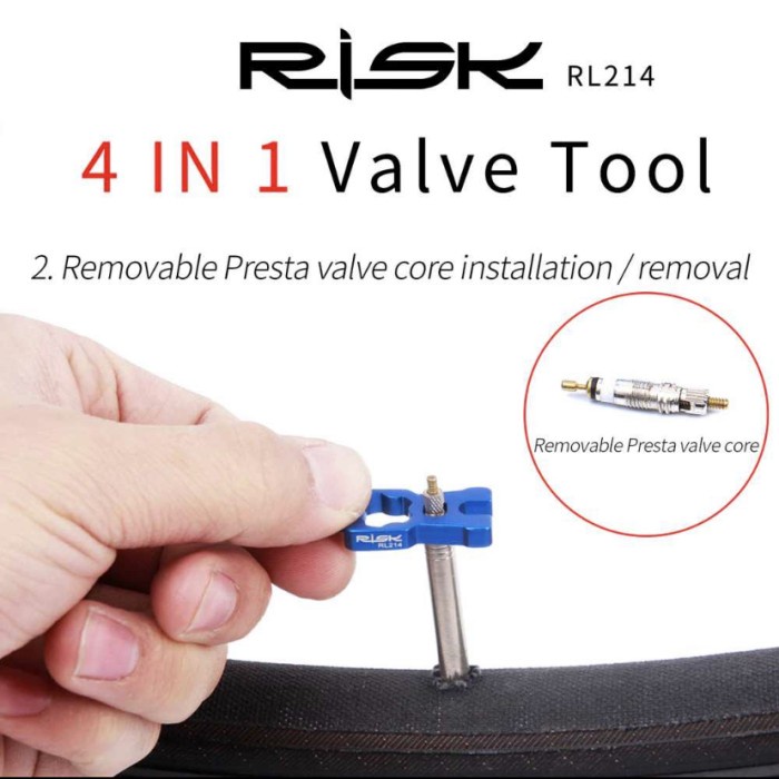 RISK kunci pas pentil Sepeda 4 in1 bike valve schrader presta RL-214