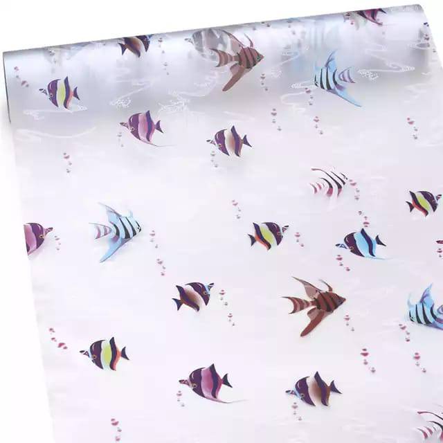 Stiker kaca jendela motif ikan dekorasi kaca rumah