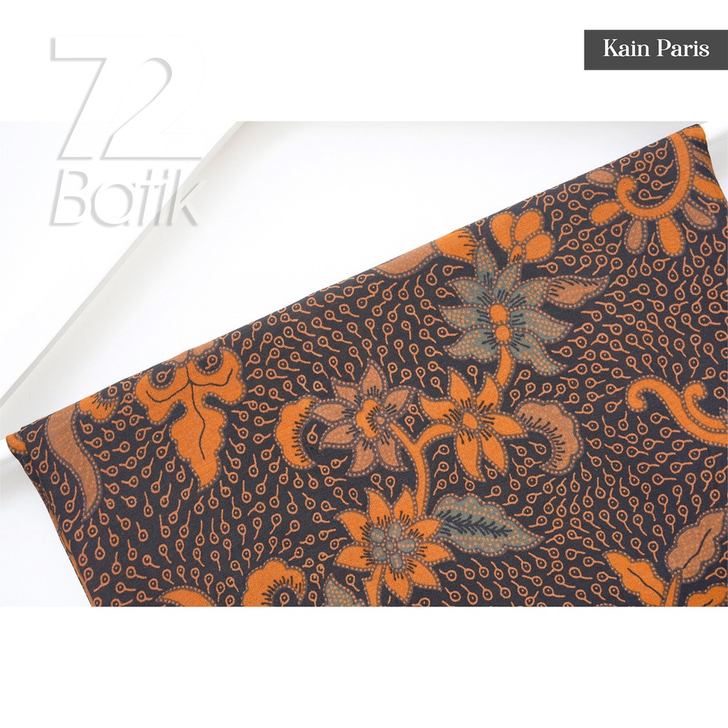 KAIN BATIK PREMIUM Bahan Paris Motif Kembang Warna Orange Oren Oranye Hijau Daun 722066 Cap 72 Jarik Jarit Samping Kebat Panjang Batik Paris Modern Premium Bahan Seragam Batik Pernikahan Kantor Keluarga Murah Kamen Jadi Batik Bali Lembaran