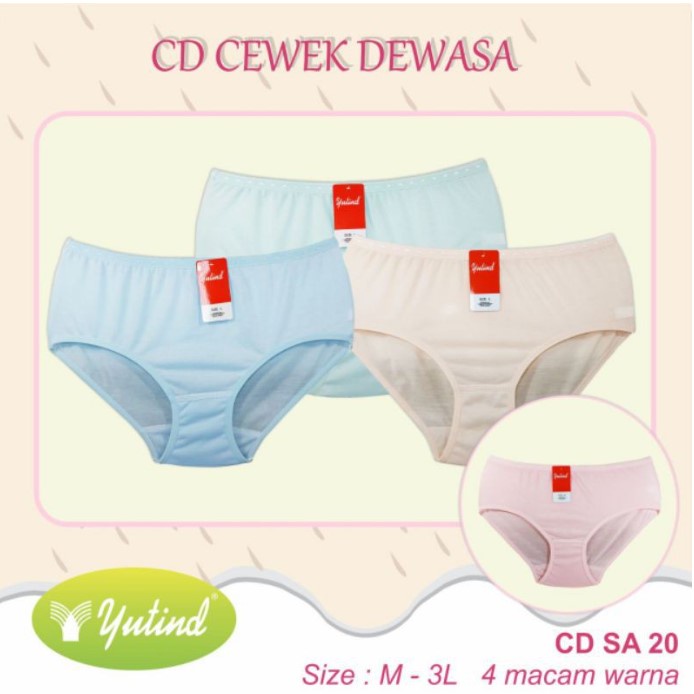 6 Pcs Yutind Terang SA20 CD WANITA Polos Celana Dalam Wanita Size M L XL XXL