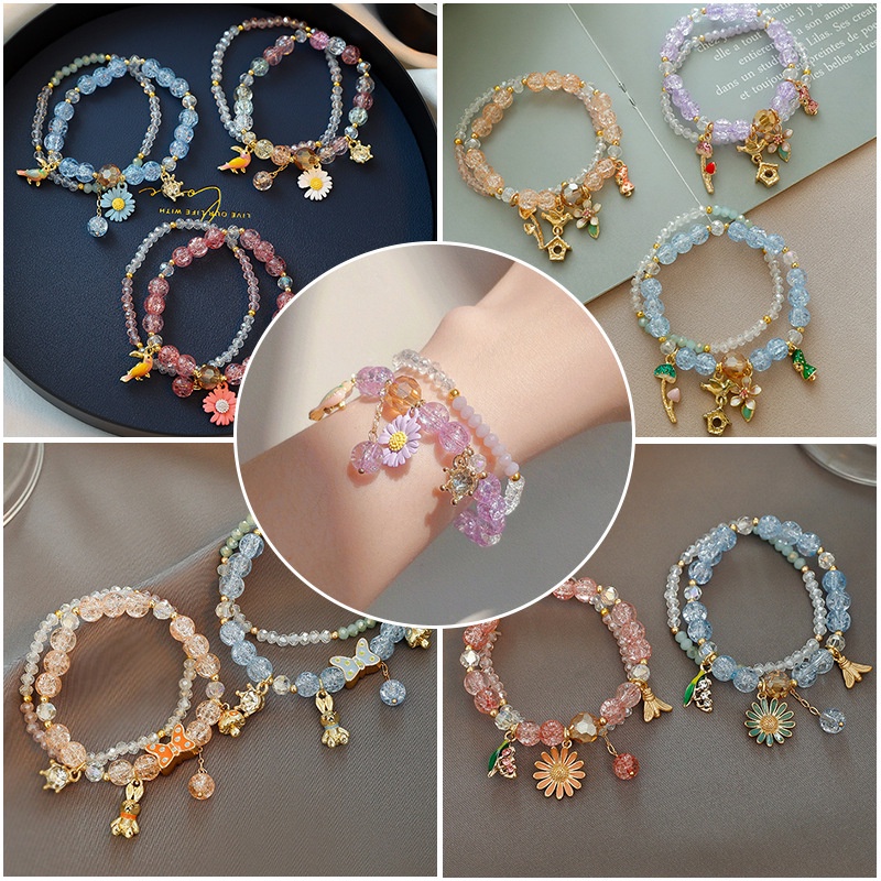 Natural Popcorn Crystal Frosted Beads Crystal Strand Bracelet