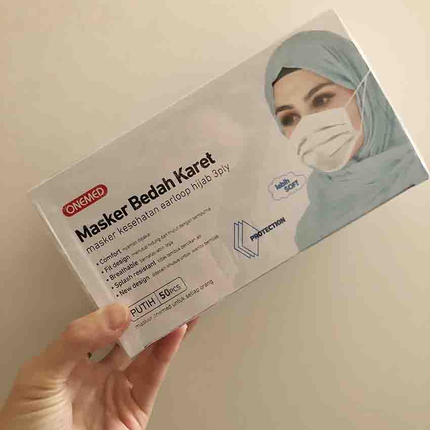 ONEMED HIJAB / EARLOOP HIJAB MASKER   (1 BOX isi 50pcs)