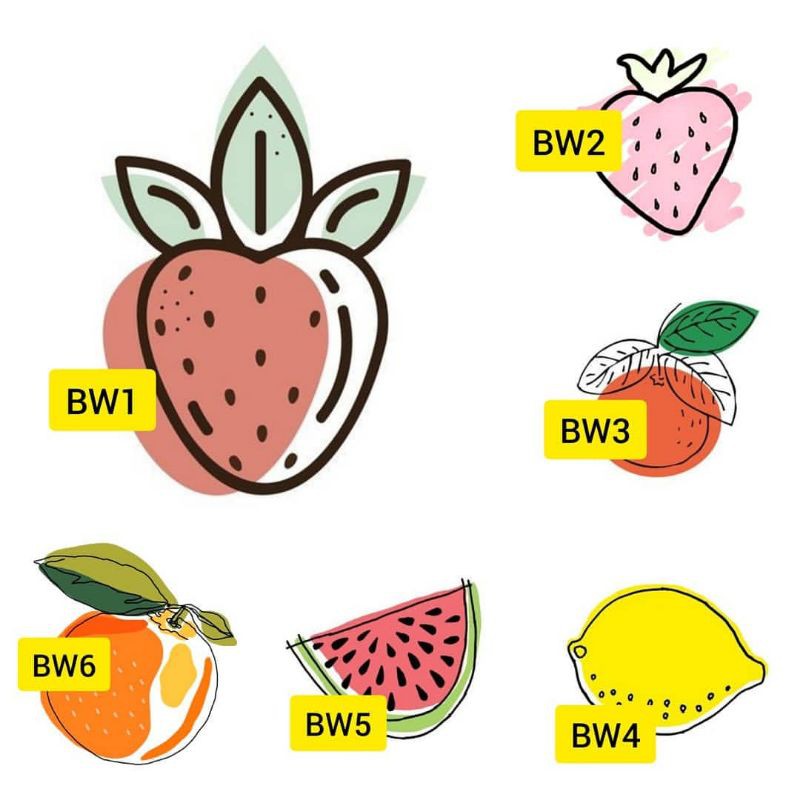 Tato Temporer Buah Stiker Tato Minimalis - BW