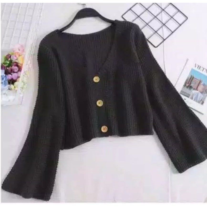 Cardigan crop wanita INDRI Cardy Secker