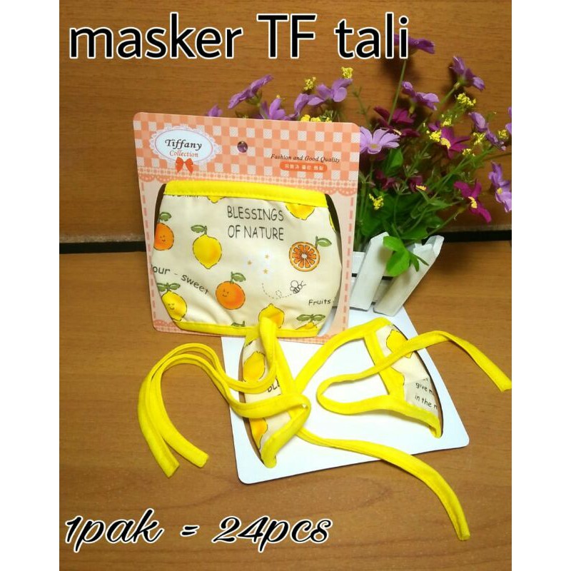 masker mulut katun motif lemon tali