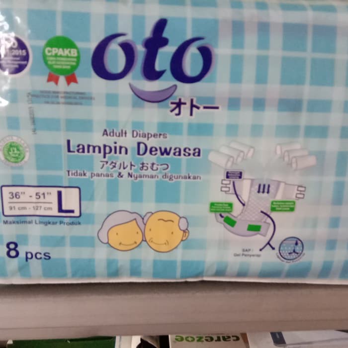 OTO Pampers / Popok Dewasa - Popok Perekat - Popok Orang Tua - Popok Lembut - Pampers UKURAN L 8PCS