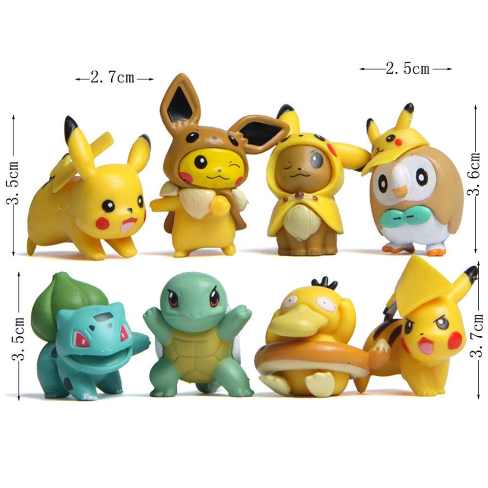 Needway  8Pcs/Set Pikachu Action Figures PVC Doll ornaments Pokemon Action Figures Pikachu Miniatures Model Toys Gifts Pokemon Doll Toys Figurine Model