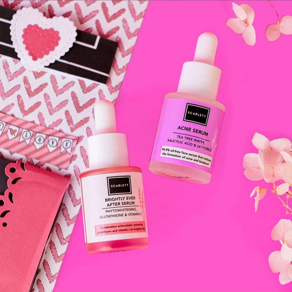 Scarlett Whitening Glowtening Serum/Acne Serum/Brightly Serum/Cream Day & Night