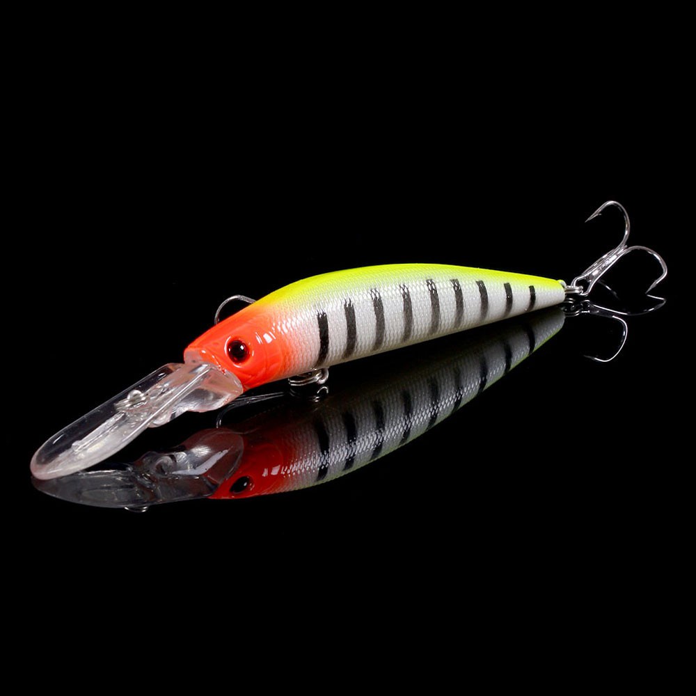 Hengjia 10pcs / Set Umpan Pancing Bentuk Ikan Minnow Lidah Panjang 14.5cm / 14.7g Floating Fishing Lure Diving 0.6-2.4m Fishing Tackle