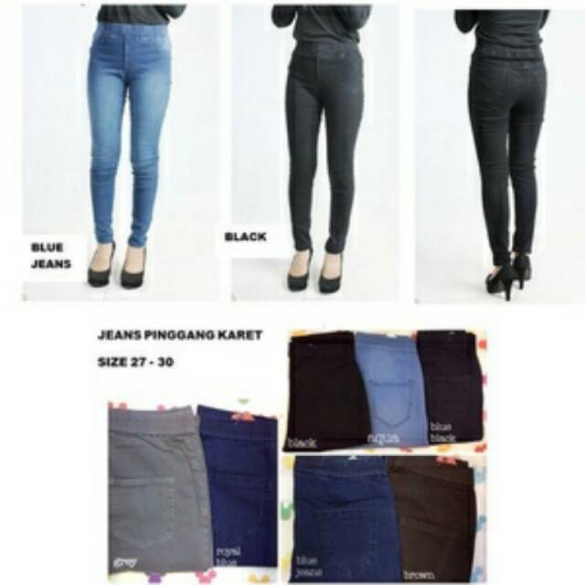 Celana jeans wanita pinggang karet 27-38 big size dior legging