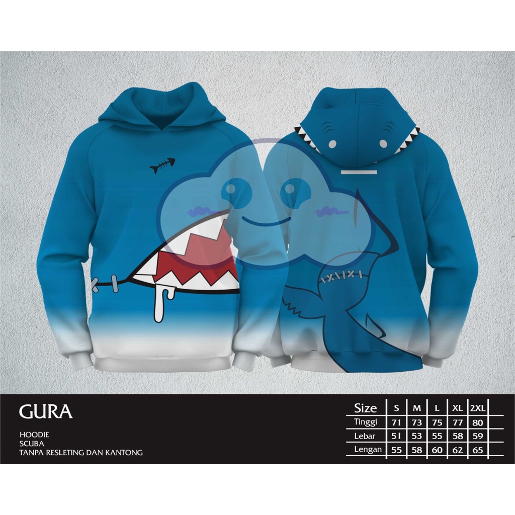 Vtuber GAWR GURA Hoodie Scuba - Jersey Drifit /Milano Kostum Cosplay