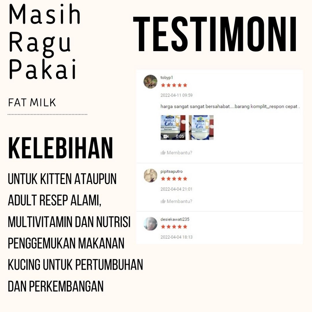 Susu Penggemuk Kucing 20gram Susu Kitten dan Adult Sachet Vitamin Penambah Nafsu Makan Super Cepat Anti Alergi FAT MILK FEZONE