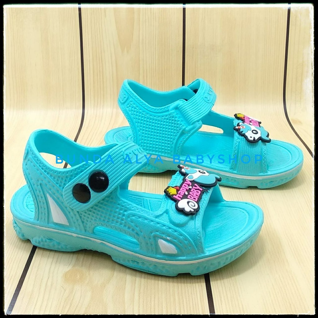 Sendal Anak Perempuan Usia 3 4 5 Tahun Motif Lucu BIRU Karet Elastis - Sepatu Sandal Anak Cewek Karet Unicorn Anti Licin Size 24 - 29