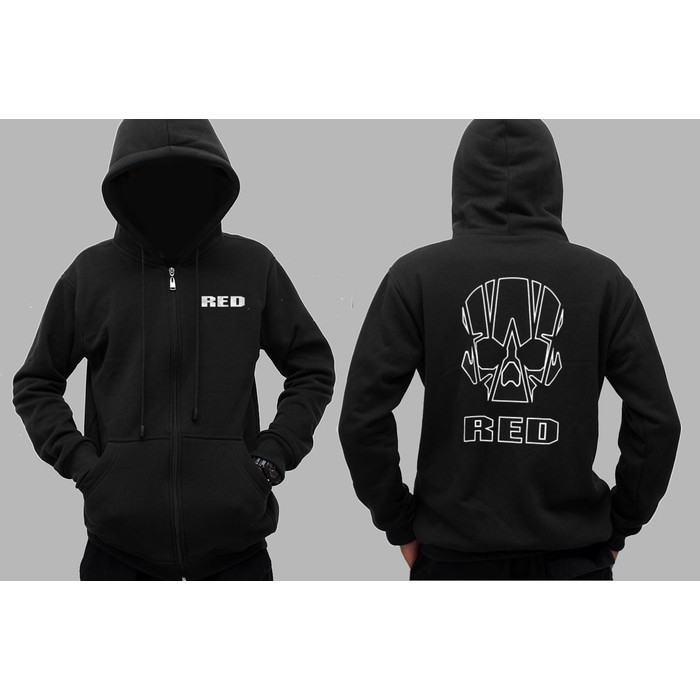 red camera hoodie