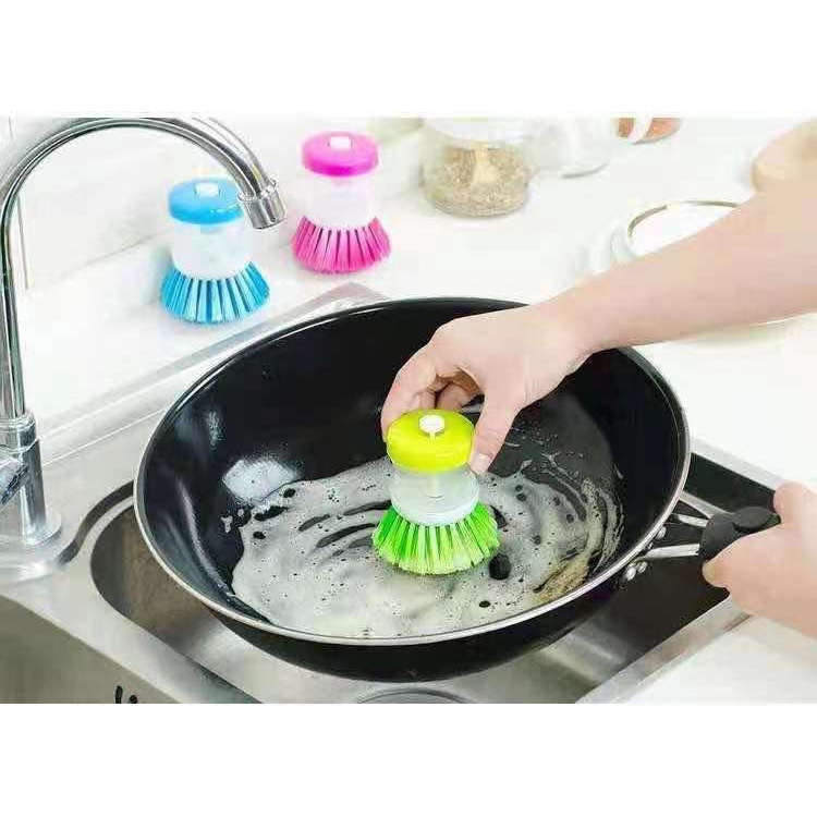 Sabut Cuci Piring Spons Sikat Pencuci wajan panci Dispenser Tempat Sabun Tombol Pencet otomatis Brush Pembersih wastafel alat masak lainnya anti ribet | GROSIRXPRESS