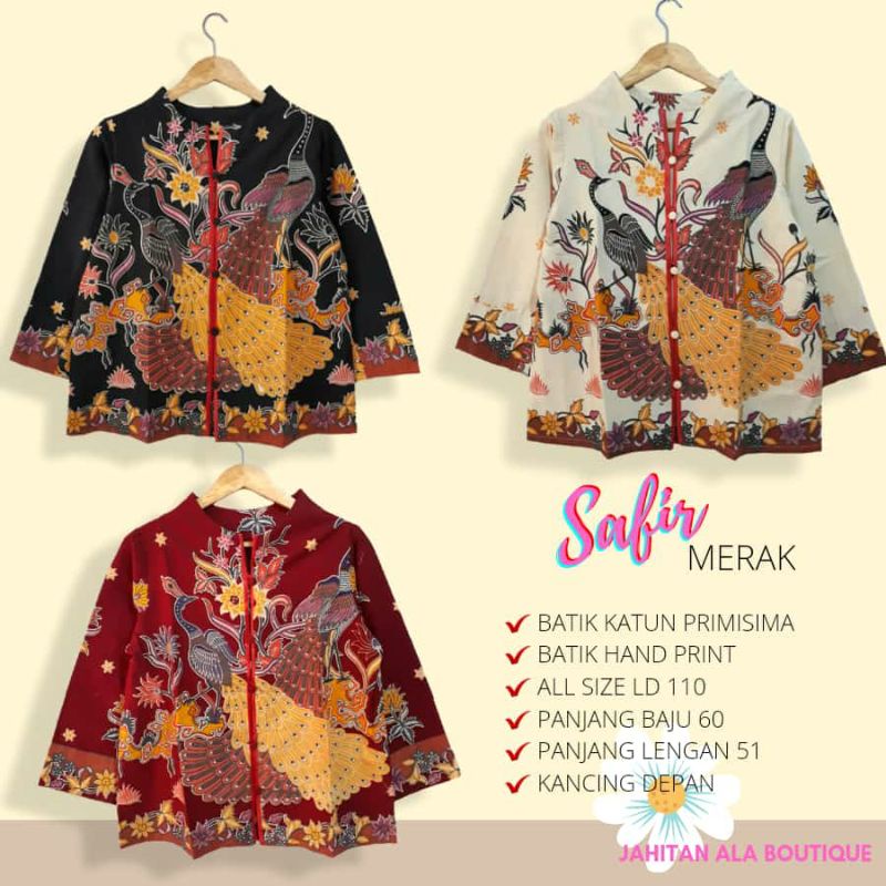Blus Safir Merak - Top Atasan Batik Batik Wanita Utuk Acara Resmi Kerja Santai